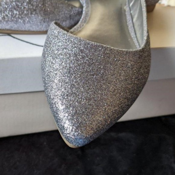 Silver Flats, Glam Glitter Holiday Dress Shoes, BP brand sz 8 Near Perfect - Picture 2 of 14
